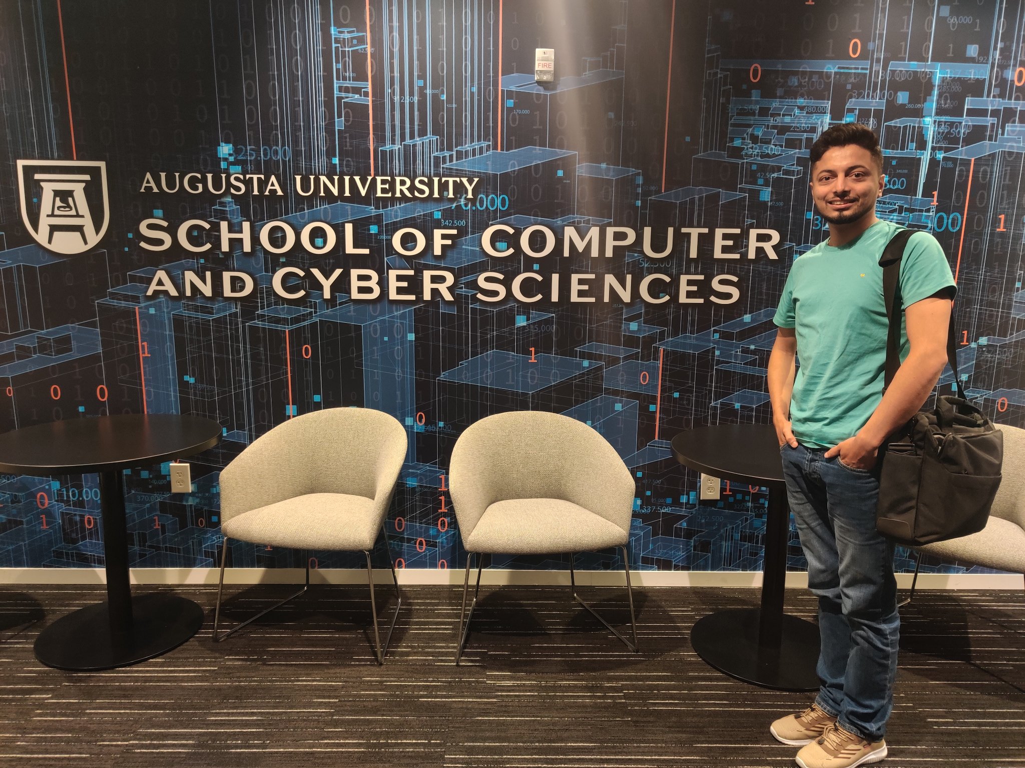 Ramesh Adhikari, first day at Georgia Cyber Center, School of Computer and Cyber Sciences, Augusta University.